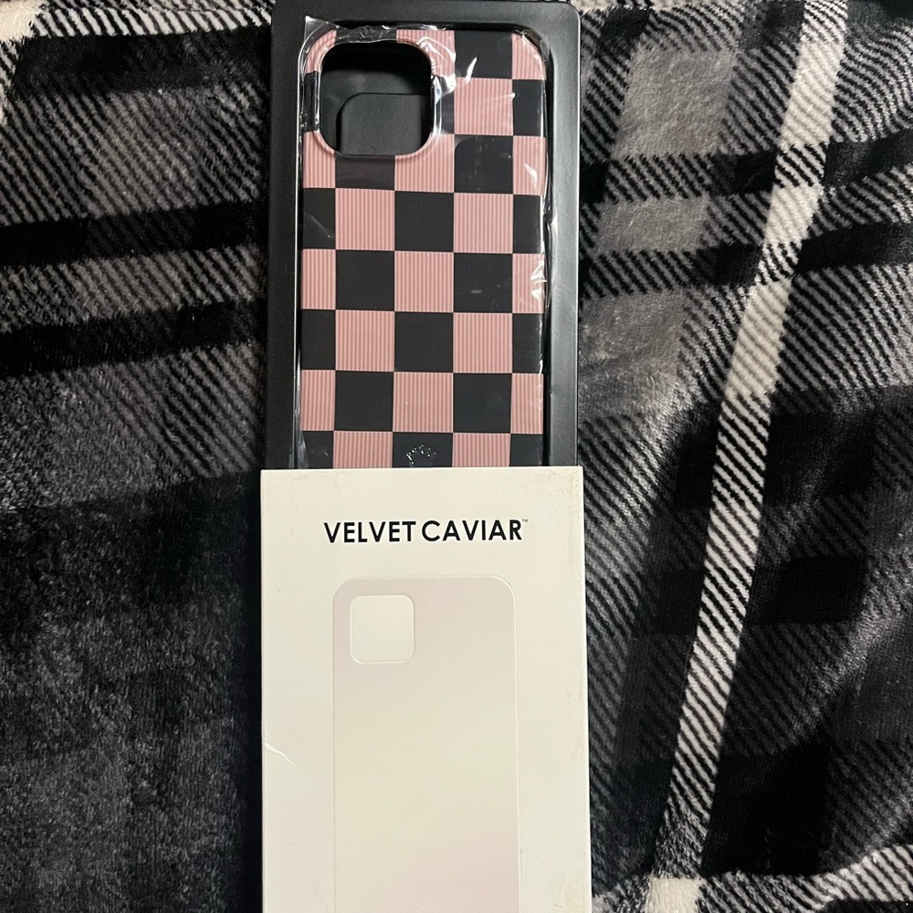 Velvet Caviar Black and Pink Checkered Case